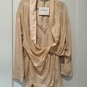 Alexander Wang Peach Draped Pajama Romper